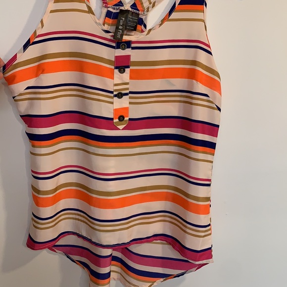 Fun and Flirt brand women’s tank top size S white/orange/blue/pink - Picture 2 of 5